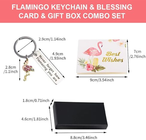 Motivational Keychain - Flamingo Keychain - Encouragement Keyrings - Stainless Steel Keychain with Wish Card Gift Box Blessing Keychain Inspirational Gifts for Women Girl Men Boy in Saudi Arabia