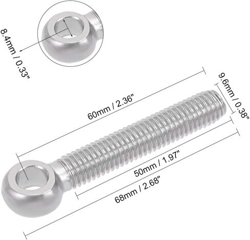 uxcell M10 x 60mm 304 Stainless Steel Machine Shoulder Lift Eye Bolt Rigging 4pcs in Saudi Arabia