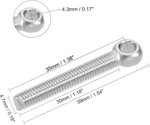 uxcell M10 x 60mm 304 Stainless Steel Machine Shoulder Lift Eye Bolt Rigging 4pcs in Saudi Arabia