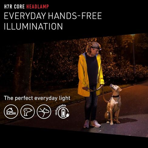 Ledlenser, H7R Work Rechargeable Headlamp, High Power LED,1000 Lumens, Advanced Focus System, Constant Light Output, Bright, Dimmable, Magnetic Charge System, Dustproof, Waterproof, Rubber Covers in Kuwait