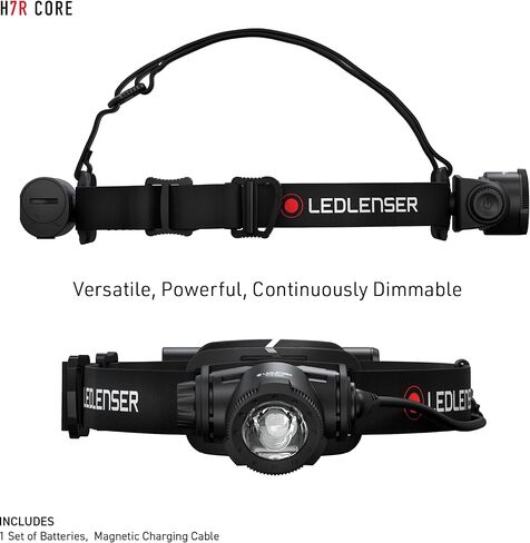 Ledlenser, H7R Work Rechargeable Headlamp, High Power LED,1000 Lumens, Advanced Focus System, Constant Light Output, Bright, Dimmable, Magnetic Charge System, Dustproof, Waterproof, Rubber Covers in Kuwait
