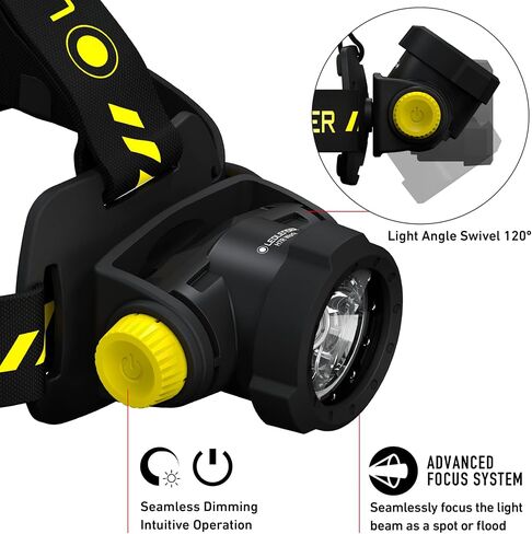 Ledlenser, H7R Work Rechargeable Headlamp, High Power LED,1000 Lumens, Advanced Focus System, Constant Light Output, Bright, Dimmable, Magnetic Charge System, Dustproof, Waterproof, Rubber Covers in Saudi Arabia