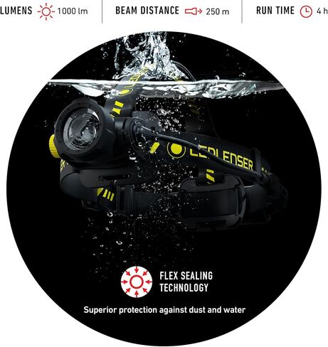 Ledlenser, H7R Work Rechargeable Headlamp, High Power LED,1000 Lumens, Advanced Focus System, Constant Light Output, Bright, Dimmable, Magnetic Charge System, Dustproof, Waterproof, Rubber Covers in Saudi Arabia