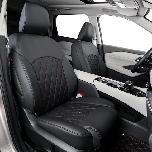 أغطية مقاعد مناسبة حسب الطلب لسيارة Nissan Sentra 2020 2021 2022 2023 2024 S,SV,SR,SR Midnight Edition، واقي مقعد جلدي بتغطية كاملة (مجموعة كاملة، أسود/أحمر) in Kuwait
