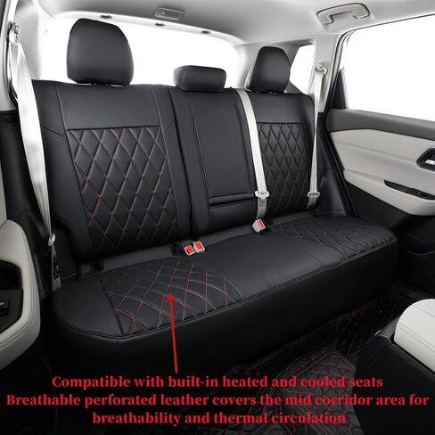 أغطية مقاعد مناسبة حسب الطلب لسيارة Nissan Sentra 2020 2021 2022 2023 2024 S,SV,SR,SR Midnight Edition، واقي مقعد جلدي بتغطية كاملة (مجموعة كاملة، أسود/أحمر) in Kuwait