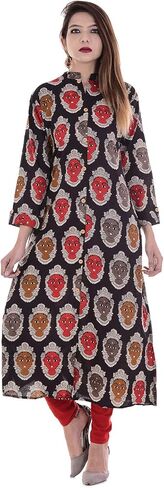 Indian Women's Printed Cotton Kurti Multicolor Top in Saudi Arabia