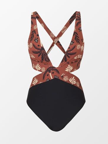 CUPSHE Women's One Piece Swimsuits Bathing Suits Cutout Crisscross Self Tie Plunging Neck Wide Straps in Saudi Arabia