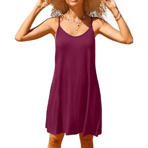 Tempt Me Women's Summer Spaghetti Strap Sundresses Casual Tank Top Dress with Pockets Swim Cover Up Dress