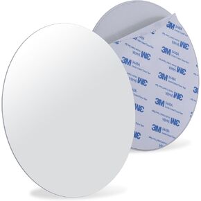 Sticky 3M Adhesive Anti-Fog Shaving Mirror - Peel and Stick Fogless Shower Mirror for Men - Frameless & Shatterproof Plastic Mirror - 6" Round