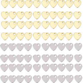 SUNNYCLUE 1 Box 120Pcs Heart Charms Stainless Steel Hearts Blanks Tiny Heart Love Charm Double Sided Small Charm Stamping Blank Valentine's Day Charms for Jewelry Making Charm Earrings DIY Craft
