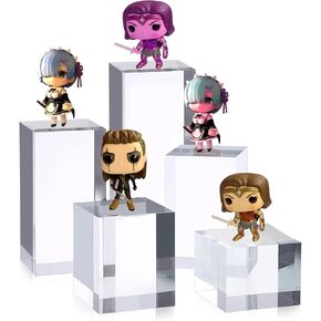 HESIN Clear Acrylic Display Riser Jewelry Stand 5 Tiers Round Shape, For Figures Home Ornament Earrings Small Collectibles Display Blocks (Square) in Kuwait