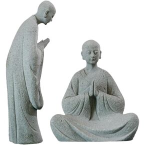 Didiseaon 2pcs Micro Landscape Buddha Statue Chinese Elder Figurine Tea Room Decor Buddha Monk Statue Praying buddh Zen Monk Statue Little Monk Figurine Decorative Monk Statue Stone Bonsai