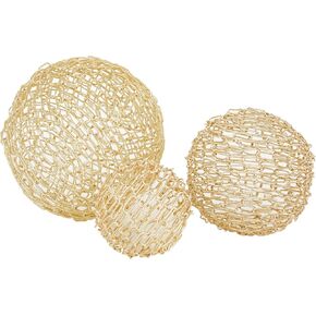 CosmoLiving by Cosmopolitan Metal Geometric Decorative Sculpture Home Decor Statues, Set of 3 Accent Figurines 8", 6", 5"H, Gold