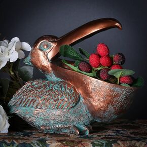 Hippo Statue Table Decoration Gift for Home & Office, Creative Resin Sculpture Storage Basket Holder Bowl Ornament for Keys & Candy, 12.5" x 6.5" x 8.5"