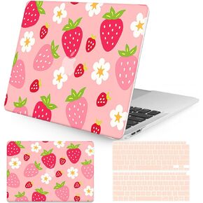 Seorsok Compatible with MacBook Air 13 Inch Case2022 2021 2020 2019 2018 Release A1932 A2179 M1 A2337 Touch ID,Cute Plastic Hard Shell Case with Keyboard Cover,Pink Cherry