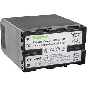 Kastar 2-Pack BP-U60 Battery 14.4V 5800mAh Replacement for Sony BP-U30, BP-U35, BP-U60, BP-U60T, BP-U66, BP-U65, BP-U68, BP-U70, BP-U90, BP-U95, BP-U96, BP-U98 Battery, BC-U1, BC-U2, BC-CU1 Charger