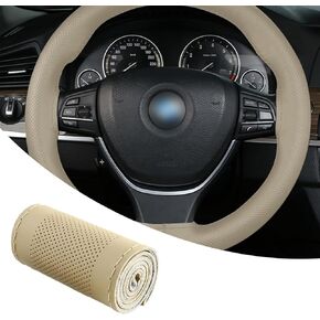 Pack-1 Breathable Steering Wheel Cover, 14.9In Leather Sewnable Waterproof Steering Wheel Cover, Steering Wheel Cover for Car Truck SUV (Gray #1101)
