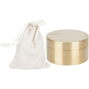 Keenso Brass Mini Pill Container, Outdoor Waterproof Round Shape Brass Box Metal Jewelry Sealed Container Dustproof -Proof Storage Box(L)