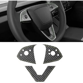 Car Steering Wheel Patch Wrap Trim For Tesla Model 3 Highland 2024 Interior Sticker Car Moulding Accessories (PVC leather)