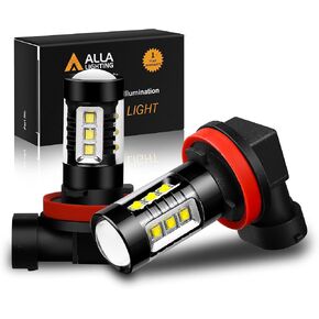 مصابيح Alla Lighting فائقة السطوع H16 H8 H11 LED، مصابيح ضباب زينون بيضاء 6000K/DRL (أضواء الجري النهارية) طاقة عالية 80 وات كري 12 فولت in Kuwait