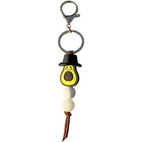 Avocado Silicone Wristlet Keychain Avocado Elastic Bracelet Keychain Keyring Gift for Girls Women