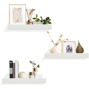 Floating Shelves for Wall, 10.5" Floating Shelves Wall Mounted, White Wall Shelf Set of 3, Floating Wall Shelves for Kitchen, Living Room, Bedroom, Bathroom Storage, Wall Home Decor