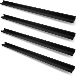 Picture Shelves for Wall,Long Floating Ledge Set of 4,Narrow Large Wood Rustic Photo Frames Vinyl Record Storage Display Nursery Kids Bookshelf Decor for Living Room Bedroom Kitchen,36'',Black