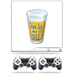 Skin Compatible with Sony Playstation 3 PS3 Slim + 2 Controllers – Beer Lover | MightySkins Protective, Durable, and Unique Vinyl wrap Cover | Easy to Apply, Remove | Made in The USA