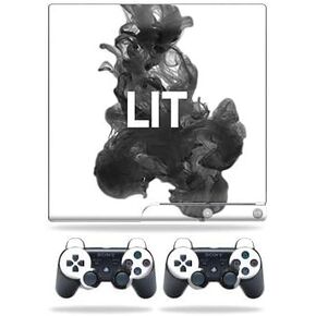 Skin Compatible with Sony Playstation 3 PS3 Slim + 2 Controllers – Lit | MightySkins Protective, Durable, and Unique Vinyl wrap Cover | Easy to Apply, Remove, and Change Styles | Made in The USA