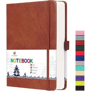 Blank Paper Notebook - 280 Pages A5 Blank Journal Notebook with 100gsm Thick Blank Paper, Hardcover, PU Leather, 5.75'' × 8.38''-Black