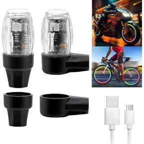 2 Pack Tire Lights for Car LED Colorful Wheel Light Valve Stem Cap Flash Light for Truck Motorcycle Bike Waterproof Rechargeable Tyre Spoke Lamp Glow in the Dark Reflector Accessories(2PC)