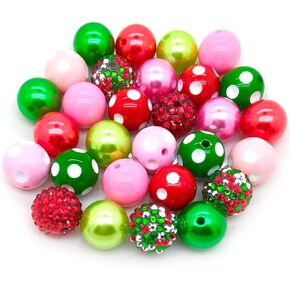 50pcs 20mm Large Size Rhinestone Disco Ball Beads Round Spacer Color Painted Charms for Jewelry Bracelet Necklace Pen Bag Chain Making Crafts Beading Supplies (20mm Purple Rhinestone)