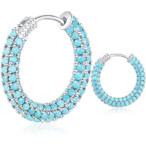 TOBENY مكعب زركونيا هوب أقراط للنساء 18K الذهب والفضة آخر هوب أقراط 24 مم متعدد الألوان حجر الراين الأطواق أقراط هيبوالرجينيك الذهب الأسود الأزرق الأخضر الأحمر الفيروزي الملونة هوب أقراط هوب مجوهرات هدايا لها in Kuwait