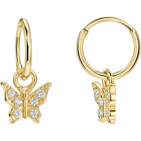 316L Surgical Steel Hoop Earrings with Butterfly Charms