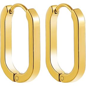 14K Gold Plated Geometric Hoop Huggie Earrings for Women,Stainless Steel Minimalist Star Heart Square Rectangle Hexagon Ellipse Earrings Fashion Jewelry Gifts