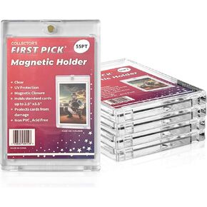 (25) 55PT Premium One Touch Magnetic Card Holder Thick Size - PVC Free - UV Protection - Hard Plastic Protector for Collectible Sports Cards Acrylic Display Card Cases
