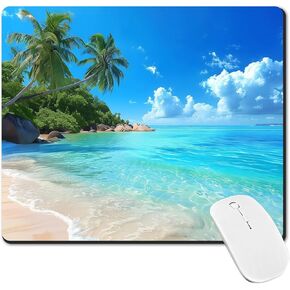 Mouse Pad, Non-Slip Rubber Base Mouse Mat Mousepad Waterproof Gaming Square Mouse Pad for Wireless Mouse, Computers Laptop Home Office (Hawaiian sea)