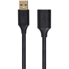 Monoprice USB 3.0 Premium Extension Cable - Type-A Male to Type-A Female, Braided Nylon Jacket, 6 Feet, Black