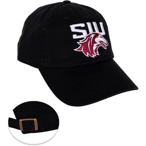Southern Illinois University Baseball Hat SIU Salukis Brimmed Embroirderd Hats Cap Adjustable Cloth Strap Adult (Style B) Black