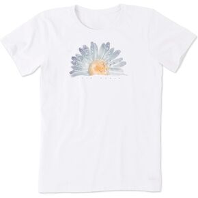 Life is Good Women's Standard Crusher Graphic T-Shirt Watercolor Daisy Birds, Cloud White, X-Large