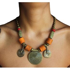 Boho statement necklace for women Ethnic chunky necklace for ladies Tribal big necklace Tibetan necklace Gypsy necklace Bohemian jewelry