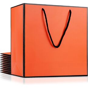 EUSOAR Paper Bags with Handles, 12pcs 12.5"x4.5"x11" Orange Gift Bags Bulk, Party Gift Favor Bags，Gift Wrap Treat Thank You Shopping Wrapping Bags for Wedding Baby Shower Birthday