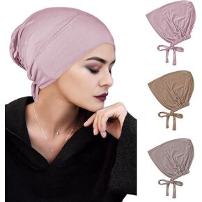 3PCS Soft Tie Under Scarf Hat Muslim Hijabs Caps for Women Islamic Undercaps Bonnet Cap Turban Headwrap Beanie Caps