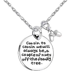 قلادة ابن عم lauhonmin هدايا عائلية - ابن عم لابن العم سنكون دائمًا زوجًا من المكسرات من شجرة العائلة من الفولاذ المقاوم للصدأ in Kuwait