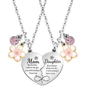 lauhonmin 2Pcs Mother Daughter Heart Matching Pendant Necklace Set Gifts For Mom Mothers Day Birthday Christmas Presents From Daughter Mothers Day Gifts for Mom