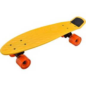 Standard Skateboard Mini Cruiser - 6'' PP Deck Complete Double Kick Skate Board w/ 3.25" Aluminum Alloy Truck, PU Wheels w/LED Light - for Kids, Teens, Adults (Yellow) in Kuwait