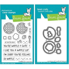 Lawn Fawn A Waffle Lot - Clear Stamps & Dies - Two Item Bundle, small