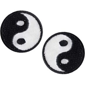 Black and White 1" Yin Yangs - 2 FOR THE PRICE OF ONE! - Embroidered Iron on Patches