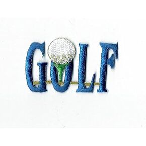 Blue Golf Word Tee Ball Embroidered Iron on Patch