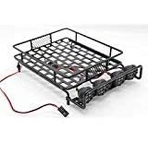 RC 1:10 Roof Luggage Rack LED Light Bar Wrangler Tamiya CC01 SCX10 Axial 515 (Black)